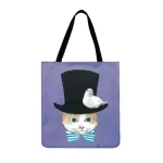 Lely Cat Princed CA Tote EN FABACH BAG CARTOON MEOW Illustration Tote Bag for Women Reusable NG BAG