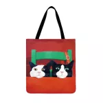 Lely Cat Printed Ca Tote En Fabric Beach Bag Cartoon Meow Illustration Tote Bag For Women Reusable Ng Bag