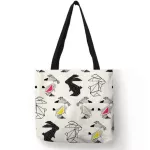 Cartoon Geometric Cats Anim Printing NG Bag for Women Ca en Tote Bags Ladies Reusable Large Capacity Hand Bags
