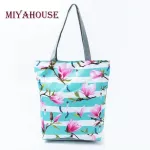 Miyahouse Trendy Flower Design Ca Tote Handbags For Fe Birds Striped Printed Beach Bag Women Portable Ng Bags