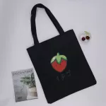 Cartoon Printing Sml Strawberry Zier Large Capacity Ca Tote Bag Solid Cr Canvas Bag Soft Oulder Bag For Women