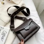 Crocodile Grain Mini Luxury Handbags for Women Wide Oulder Strap Mesger Bag Se Retro Style Crossbody Bags