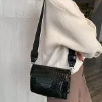Crocodile Grain Mini Luxury Handbags For Women Wide Oulder Strap Mesger Bag Se Retro Style Crossbody Bags