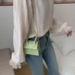 Mini Sml Square Bag New Quity Pu Leather Women's Handbag Crocodile Pattern Chain Oulder Mesger Bags