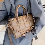Elnt Fe Plaid Tote Bag New Hi Quity Pu Leather Women's Designer Handbag Vintage Oulder Mesger Bag