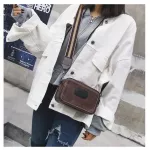 Vintage Wide Strap Women Crossbody Bags Designer Luxury Pu Leather Lady Oulder Mesger Bag Sml Flap Square Ses Fe