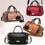 New Flowers Pendant Handbag Women's Boston Bags Single Oulder Bag Ladies Crossbody Bag Pu Mesger Bag
