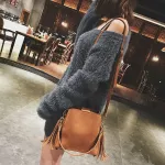 New Scrub Women Bucet Bag Vintage Tassel Mesger Bag Hi Quity Retro Oulder Bag Crossbody Bag Tote