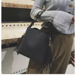 New Scrub Women Bucet Bag Vintage Tassel Mesger Bag Hi Quity Retro Oulder Bag Crossbody Bag Tote