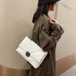 Pu Leather Big Capacity Oulder Handbag Women Solid Lattice Flap Sml Square Crossbody Mesger Bags