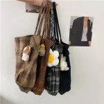 Extra Large Women Won Canvas Bags Checed Pattern Design Handbag Soft Warm Cloth Fabric Big Tote Ladies Ca Oulder Bag