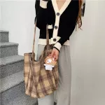 Extra Large Women Won Canvas Bags Checed Pattern Design Handbag Soft Warm Cloth Fabric Big Tote Ladies Ca Oulder Bag