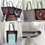 MiyaHouse LMITATION BRDERY Fe Canvas Handbag Flor and Bird Princed Lady Oulder Bag Mer Women Bag