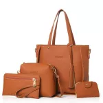 HBWJ Tassel Handbag Hi Capacity Brown Pu Leather Oulder Bag Set -Handle for Women Fe Oulder Bag SE