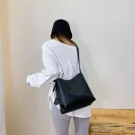 Sml Pu Leather Bucet Bags For Women Winter Solid Cr Oulder Handbags Fe Travel Lady Branded