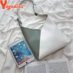 Yogodlns 2pcs/set Hi Quity Fiber Leather Contrast Cur Bloc Bucet Bags Tote Oulder Bags Women Fe