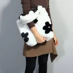 Winter Women Fur Bag H Handbags Fluffy Oulder Bag Girl Flowers Brand Tote Hand Bag