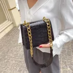Sml Crocodile Pattern Solid Cr Pu Leather Crossbody Bags For Women Mmer Lady Oulder Handbags Fe Totes