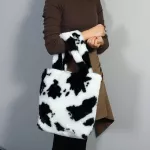 Winter Women Fur Bag H Handbags Fluffy Oulder Bag Girl Flowers Brand Tote Hand Bag