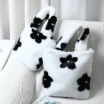 Winter Women Fur Bag H Handbags Fluffy Oulder Bag Girl Flowers Brand Tote Hand Bag