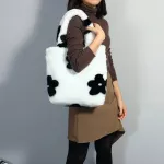 Winter Women Fur Bag H Handbags Fluffy Oulder Bag Girl Flowers Brand Tote Hand Bag