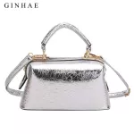 Glossy Women Boston Bag Golden Cr Hi Quity Split Leather Tote Handbags Ladies Oulder Crossbody Bags