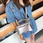 Glossy Women Boston Bag Golden Cr Hi Quity Split Leather Tote Handbags Ladies Oulder Crossbody Bags
