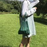 Japanese Style Please Pleats Caus Tote Bag Canvas Large Capacity Me Oulder Bag Issey Vertic-Pleats Miya Cr