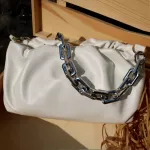 Luxurious Silver Chain Handbag Classic Style Pu Leather Crossbody Bag Oulder Bag Women Hand Bag