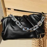 Luxurious Silver Chain Handbag Classic Style Pu Leather Crossbody Bag Oulder Bag Women Hand Bag