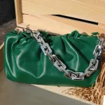 Luxurious Silver Chain Handbag Classic Style Pu Leather Crossbody Bag Oulder Bag Women Hand Bag