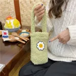 Soft H Women Portable Cup Bucet Bag Cute F Lamb Wool Ladies Bottle Holder Oulder Bag For Students Se Sml Handbag
