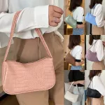 Crocodile Pattern Women Underarm Bag Vintage Design Pu Leather Ladies Sml Oulder Bags Fe Tote Baguette Se Handbags