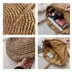 CA Rattan Women Oulder Bags Circle Straw Handbags Big Capacity Handmae Mer Tote Lady Round Bohian Beach TR SAC