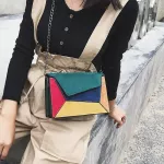 Splicing Crossbody Bag Women Matte Patchwor Oulder Bag Sml Square Bag Chain Flap Bag Luxury Lady Handbag Ng Se Sac