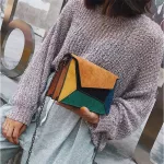 Splicing Crossbody Bag Women Matte Patchwor Oulder Bag Sml Square Bag Chain Flap Bag Luxury Lady Handbag Ng Se Sac