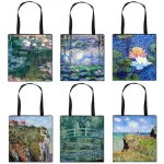 Vintage Painting Water Lily / Print Totes Bag Monet Women Handbag Ladies Canvas Travel Oulder Bag Portable Ng Bags