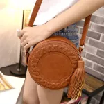 Woman Round Ca Oulder Bag Fe Adjustable Braided Tassel Sml Round Bag Lady Versa Funny Bag Bolsa Finina