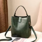 Bag Women's Leather Handbag Designer Brand Ladies Large Capacity Crocodile Bucet Fe Handbag Crossbody Oulder Women