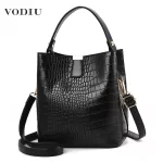 Bag Women's Leather Handbag Designer Brand Ladies Large Capacity Crocodile Bucet Fe Handbag Crossbody Oulder Women