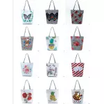 MiyaHouse Trendy Pin Rose Design Canvas Beach Bags for Fe flor and Striped Print Oulder NG Handbags Hi Capacity