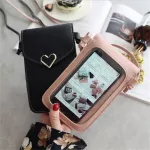 Touch Screen Mobile Phone Pge for Women Ladies Transparent Oulder Bag Retro Fe Heart S Student Buccle Pouch