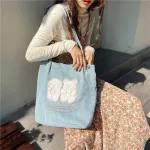 Hylhexyr Women Brdery Handbag Corduroy Ng Bags Canvas Handbag Magnetic Bucle Oulder Bag Soag For Students