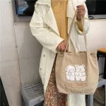 Hylhexyr Women Brdery Handbag Corduroy Ng Bags Canvas Handbag Magnetic Bucle Oulder Bag Soag For Students