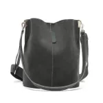 Litthing Oulder Bags Women Bucet Pu Leather Oulder Bag Large Capacity Crossbody Bags Wide Strap Fe Solid Handbag
