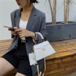 2 Pcs/set Stone Pattern Sml Pu Leather Cross Body Bags For Women Elnt Travel Chain Crossbody Oulder Handbags