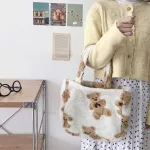Women H Handbags Lamb Lie Fabric Tote Oulder Bags Lady Large Capacity Soft Fur Ng Bag Cute Bo Bag For Girls