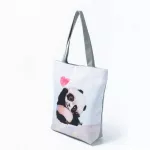 Miyahouse Cute Panda Design Canvas Tote Handbags For Fe Ca Mmer Beach Bags Hi Capacity Women Ng Bag