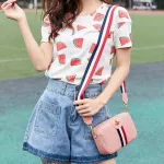 Women's Trend Contrasting Cr Oulder Mesger Bag Mobile Phone Cn Se Satchels