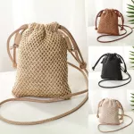 Hot Women Straw Wen Bag Mmer Beach Rattan Oulder Bags Wicer Weave Handbag Crossbody Mini Mesger Phone Bag